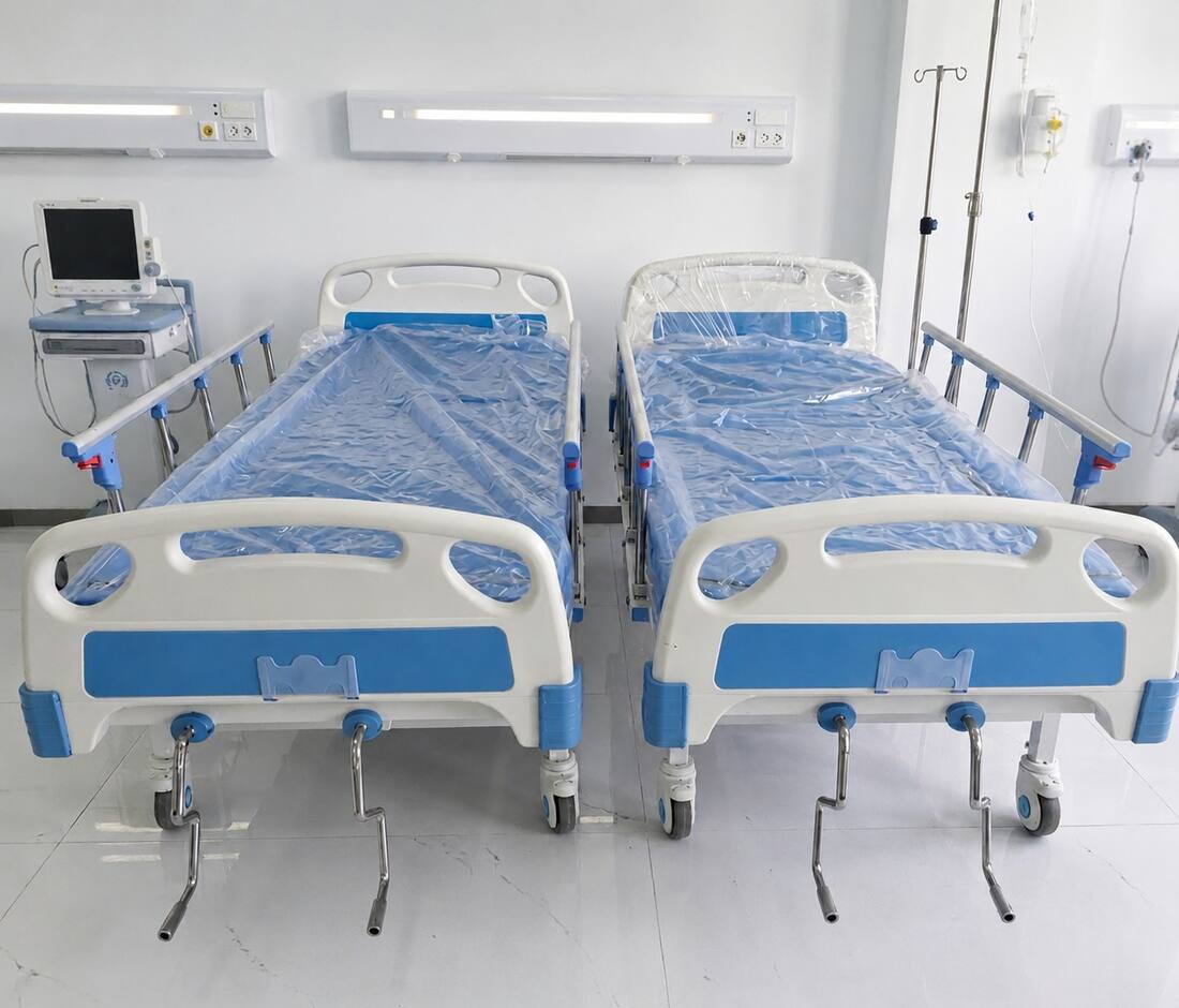 affordable medical cot rental Tiruppur, double-crank beds paired