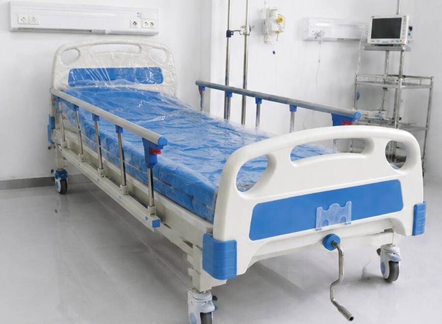 patient cot with wheels on rent Tiruppur, single-crank front view